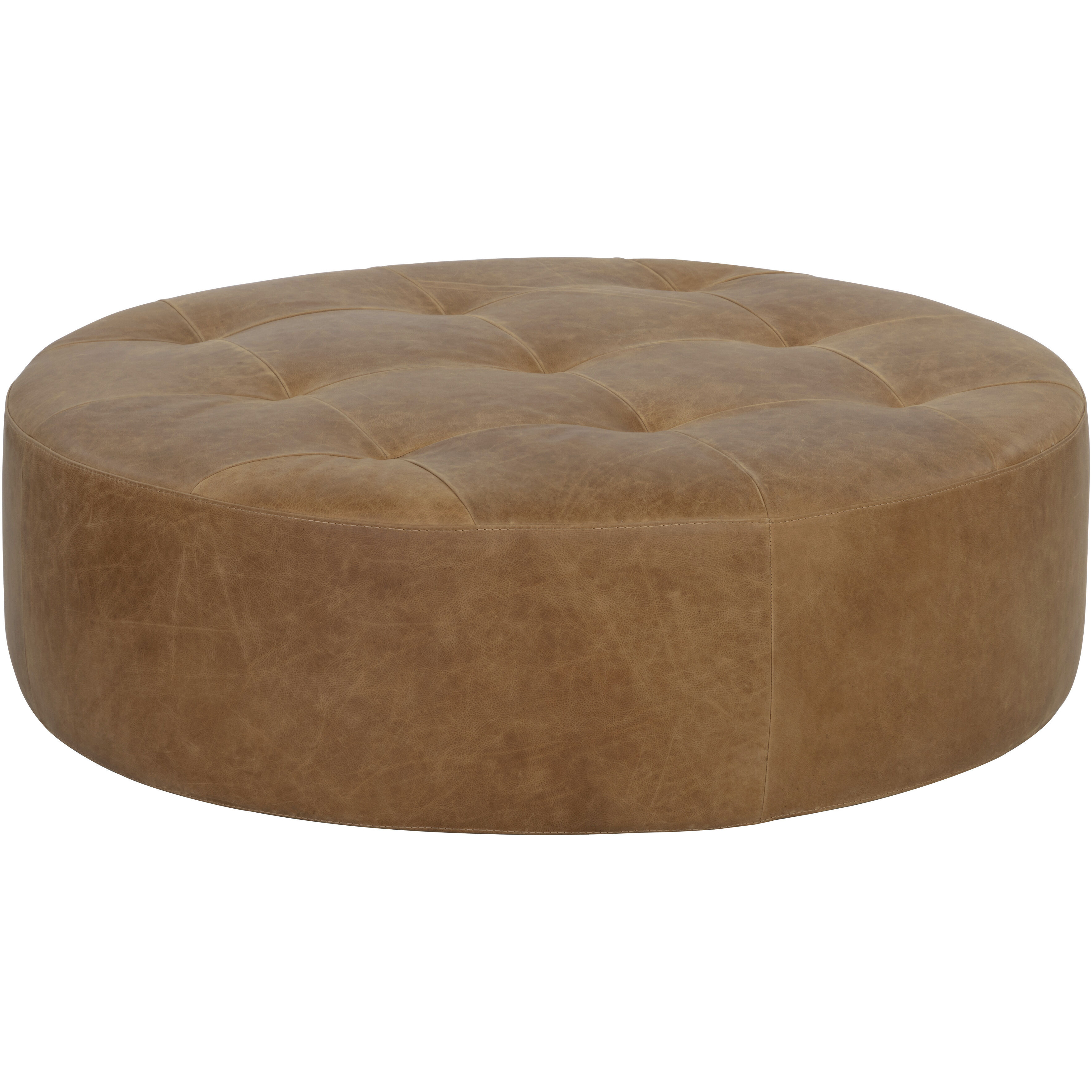 Nilda 16 inch Camel Leather Ottoman